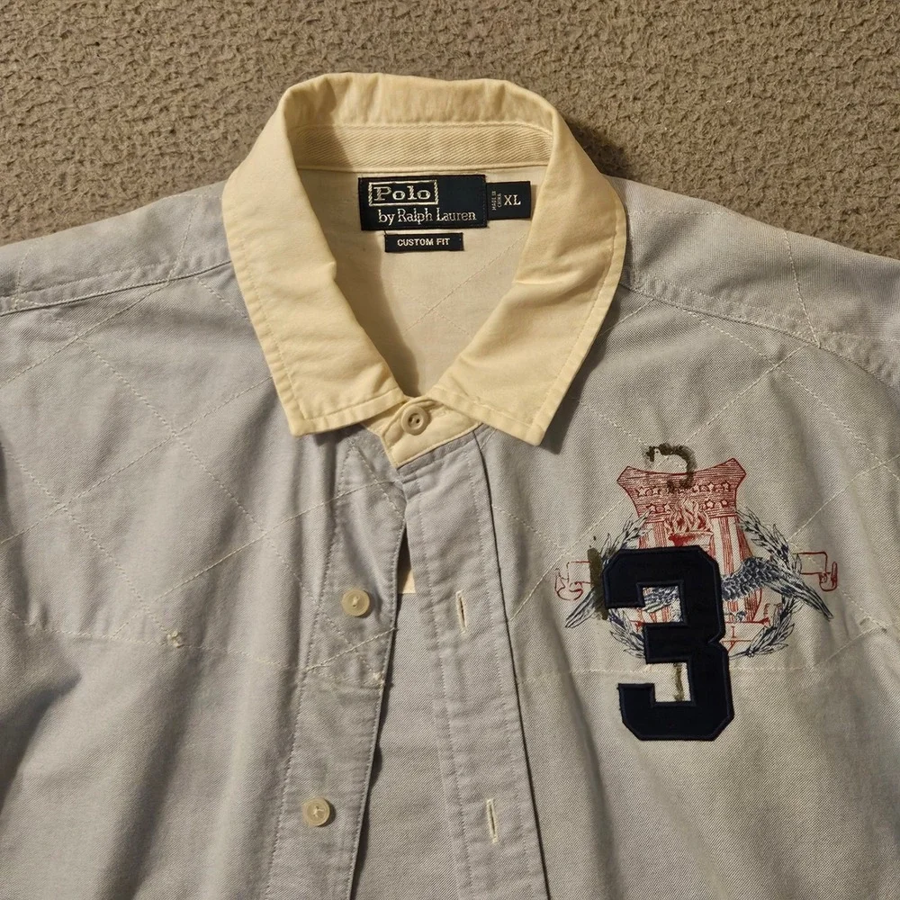 Polo Ralph Lauren Mens XL Blue United Kingdom Shirt Custom Fit Crest Union Jack